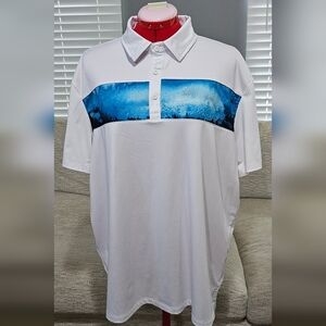 All in Motion White Polo with Blue Accent